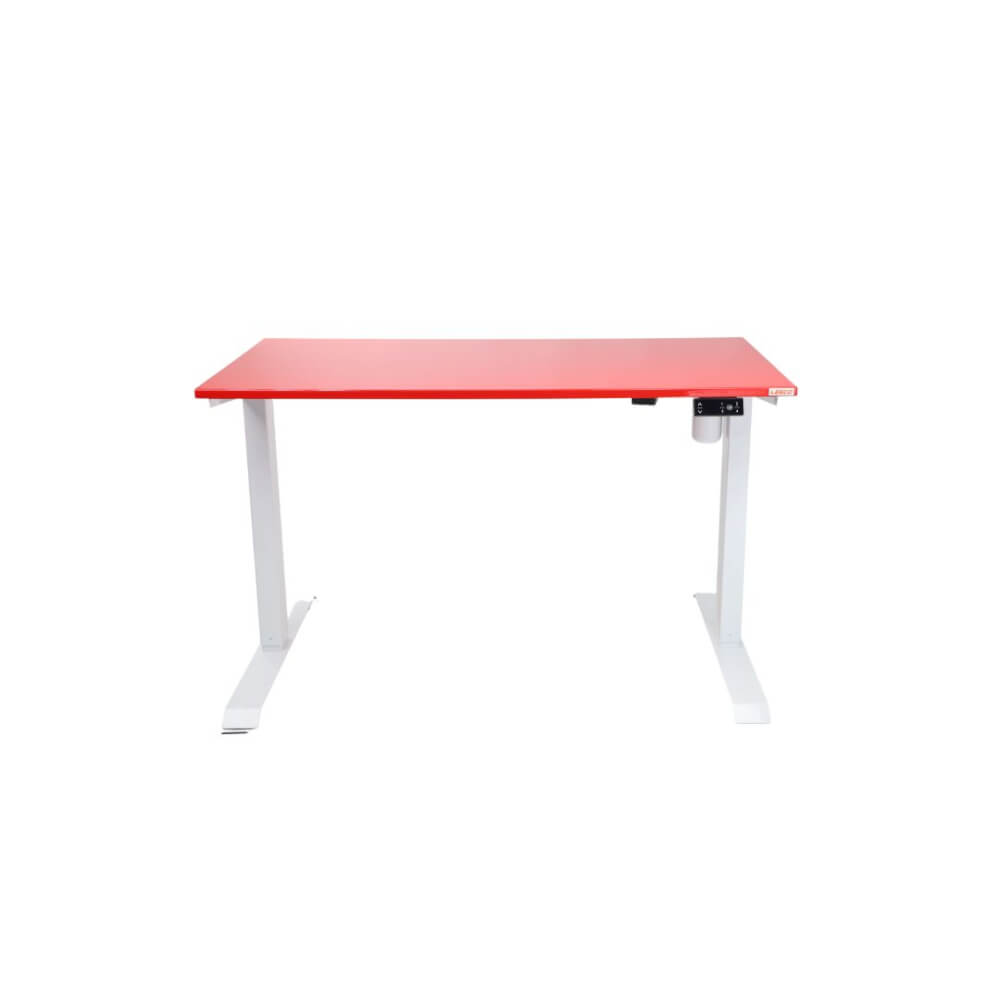 โต๊ะปรับระดับไฟฟ้า หน้าไม้ MDF เคลือบไฮกลอส มอเตอร์ 2 ระดับ LEECO GT-612-SM-RED แดง